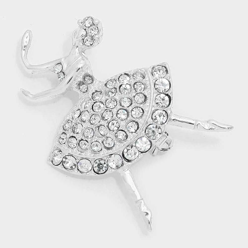 Vintage Rhinestone Dancing Ballerina Brooch/Pin